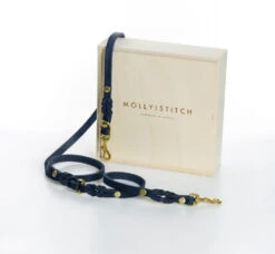 Laisse En Cuir Pour Chien Souple Réglable (2x) 33 Laisse En Cuir Pour Chien Souple Réglable (2x) -Hariet & Rosie 2x adj navy gold min 1