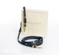 Laisse En Cuir Pour Chien Souple Réglable (3x) -Hariet & Rosie 3x adj navy gold min 2