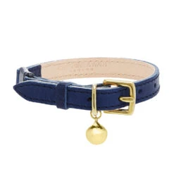 Collier Pour Chat En Cuir Bleu Pop (2 Couleurs) -Hariet & Rosie Cheahire and Wain navy blue luxury leather cat collar
