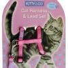 Harnais Et Laisse Couleur Unie Pour Chat -Hariet & Rosie Kitty and Co Snag Free Pink Cat Harness Lead Set