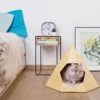 Tipi Pour Chat Design En Carton Recyclé (3 Couleurs) -Hariet & Rosie cattipi scene yellow1 lowres preview