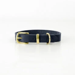 Collier Pour Chien En Cuir Souple The Classic -Hariet & Rosie collar navy gold min
