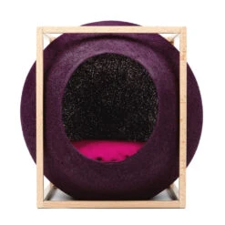 Le Cube Meyou 32 Le Cube Meyou -Hariet & Rosie web cat cube wood plum meyou paris front